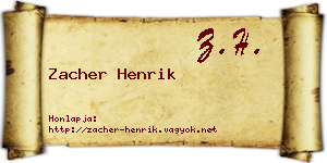 Zacher Henrik névjegykártya